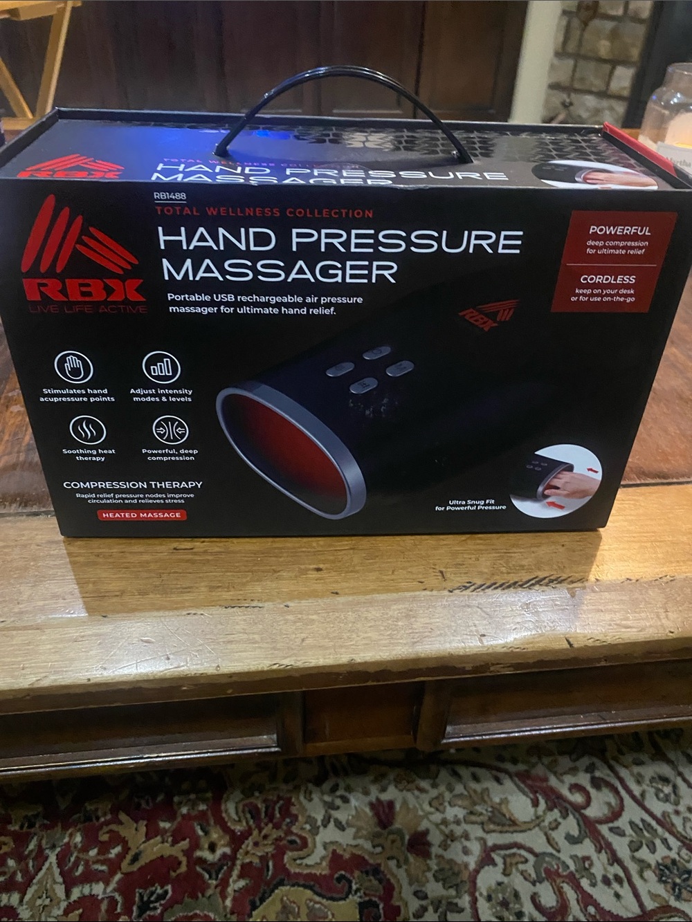 RBX Hand Pressure Massager - Black with Red Interior Accent